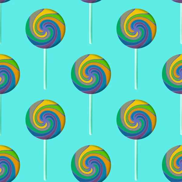 Sugar cartoon color lollipop seamless kids pattern for wrapping paper and fabrics and school notebooks and clothes print and festive and carnival accessories. High quality illustration