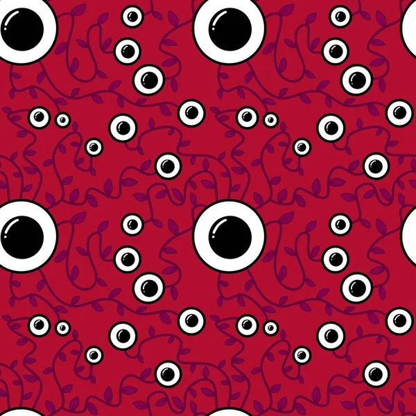 Halloween monsters aliens seamless eyes leaves pattern for wrapping paper and clothes kids print and accessories and notebooks and fabrics. High quality illustration