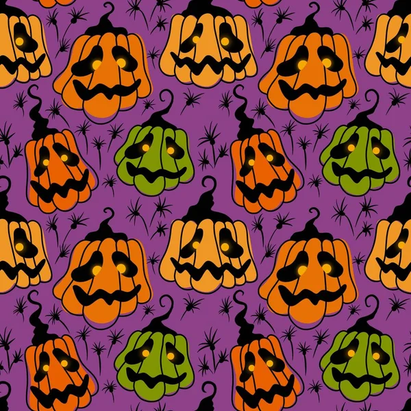 Halloween Seamless Pumpkins Witch Hat Ghost Pattern Fabrics Wrapping Paper — Foto Stock