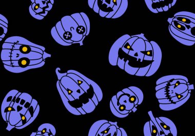 Cadılar Bayramı pürüzsüz balkabakları ve cadı şapkası kumaşlar için hayalet deseni ve ambalaj kağıdı ve kıyafet baskısı not defterleri ve aksesuarlar ve parti. Yüksek kaliteli illüstrasyon