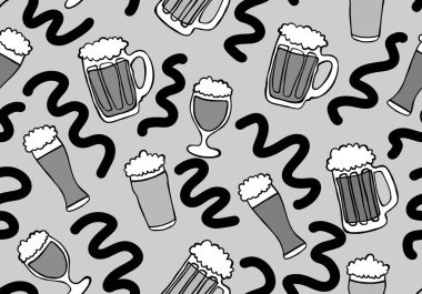 Octoberfest seamless beers pattern for fabrics and textiles and packaging and wrapping paper and accessories and notebooks and festive and menu. High quality illustration