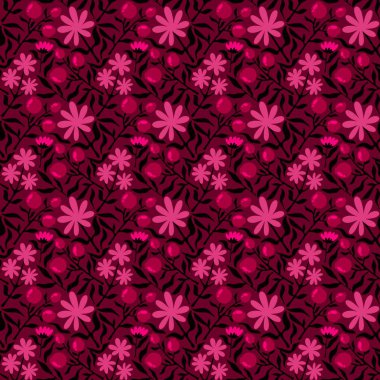 Floral spring summer seamless flower and berries pattern for wrapping paper and accessories and kids clothes print and study notebooks and fabrics and textiles and linens. High quality illustration
