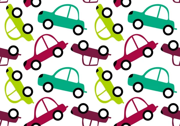 Cartoon Kids Seamless Cars Toys Pattern Child Clothes Print Wrapping — Fotografia de Stock