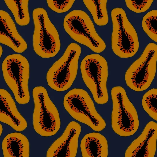 Summer Cartoon Seamless Yellow Papaya Pattern Clothes Print Wrapping Paper — Stok fotoğraf