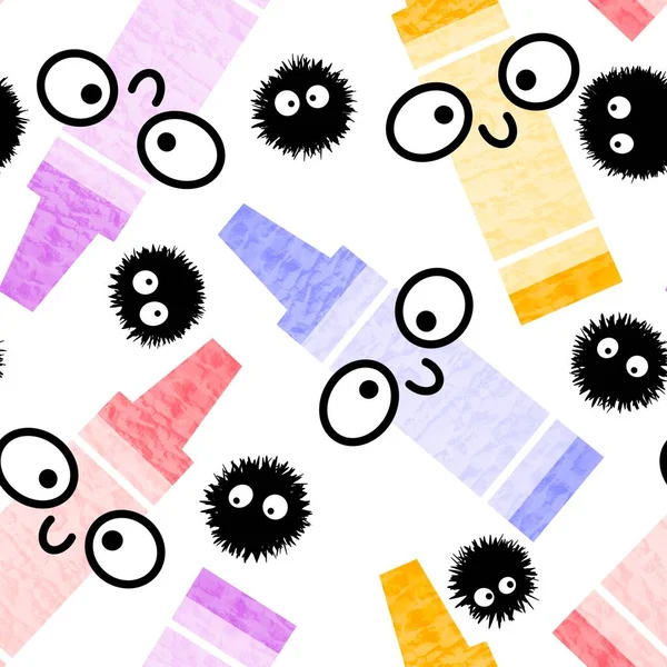 Back School Seamless Cartoon Color Pencil Pattern Kids Clothes Print — Stockfoto