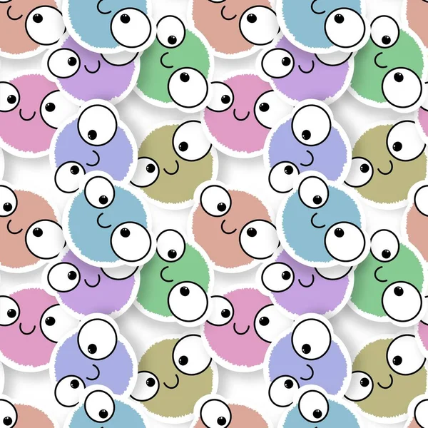 Cartoon doodle fluffy cute monsters aliens seamless pattern for kids clothes print and Halloween accessories and notebooks and fabrics and wrapping paper and linens. High quality illustration