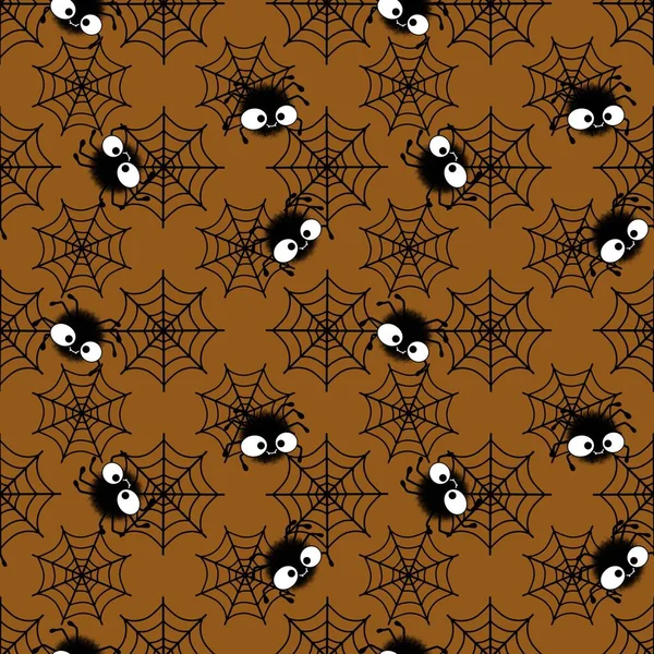 Halloween Cartoon Seamless Web Spider Ghost Pattern Wrapping Paper Accessories — Stock Fotó