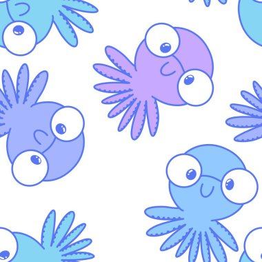 Animals cartoon seamless octopus pattern for wrapping paper and kids clothes print and accessories and notebooks and fabrics and linens. High quality illustration