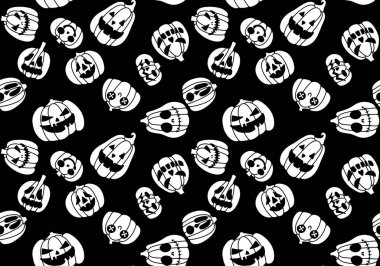 Cadılar Bayramı pürüzsüz balkabakları ve cadı şapkası kumaşlar için hayalet deseni ve ambalaj kağıdı ve kıyafet baskısı not defterleri ve aksesuarlar ve parti. Yüksek kaliteli illüstrasyon