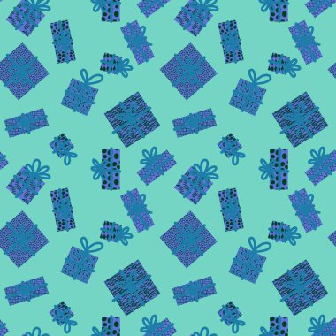 Festive gifts box seamless present with ribbons and bow pattern for birthday and Christmas and wrapping paper and accessories and notebooks 
