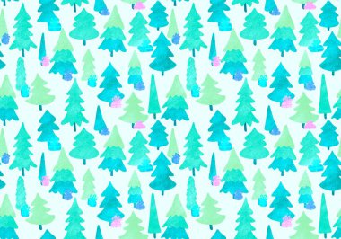 Winter forest seamless Christmas tree pattern for new year wrapping paper and kids clothes print and Noel accessories and fabrics and notebooks and gifts box. High quality illustration