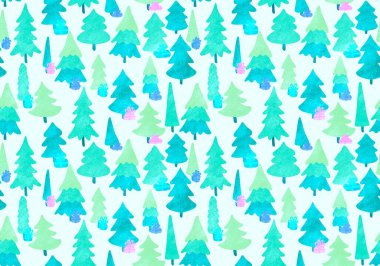 Winter forest seamless Christmas tree pattern for new year wrapping paper and kids clothes print and Noel accessories and fabrics and notebooks and gifts box. High quality illustration