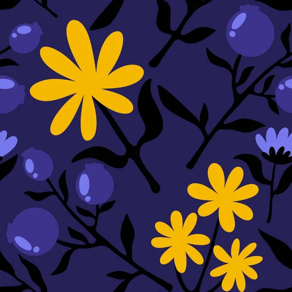 Floral Spring Summer Seamless Flower Berries Pattern Wrapping Paper Accessories — Zdjęcie stockowe