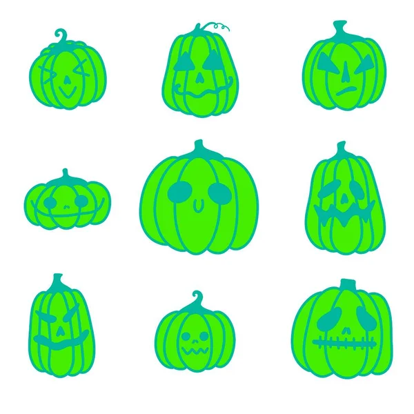 Autumn Halloween Set Pumpkins Stickers Accessories Notebooks Fabrics Clothes Print — 스톡 사진