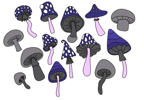 Set Autumn Harvest Mushrooms Halloween Wrapping Paper Stickers Kids Accessories — Stockfoto