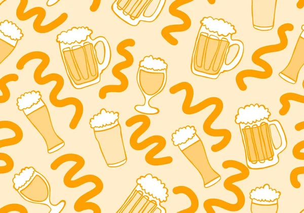 Octoberfest Seamless Beers Pattern Fabrics Textiles Packaging Wrapping Paper Accessories — Foto de Stock