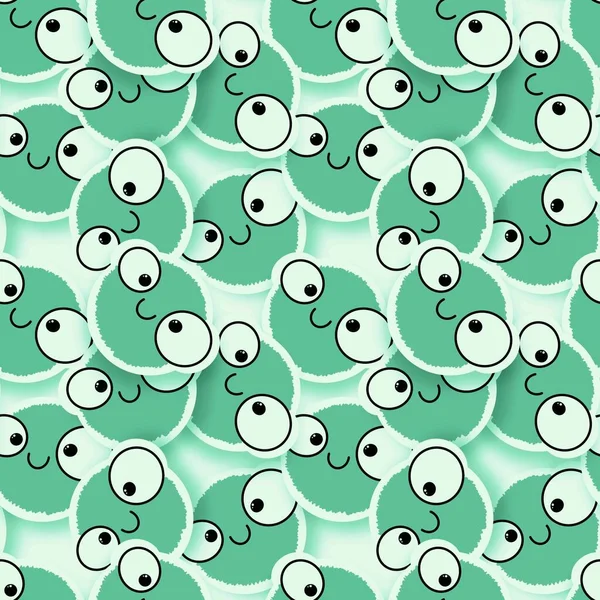 Cartoon Doodle Fluffy Cute Monsters Aliens Seamless Pattern Kids Clothes — 스톡 사진