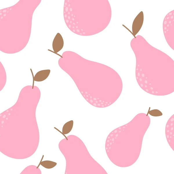 Autumn Harvest Seamless Cartoon Doodle Pears Pattern Wrapping Paper Kids — Zdjęcie stockowe