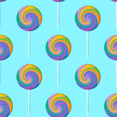 Sugar cartoon color lollipop seamless kids pattern for wrapping paper and fabrics and school notebooks and clothes print and festive and carnival accessories. High quality illustration