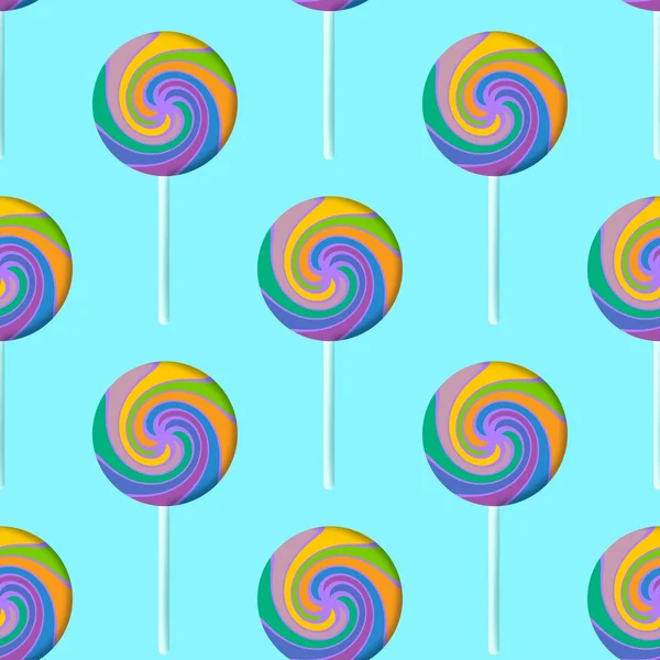 Sugar Cartoon Color Lollipop Seamless Kids Pattern Wrapping Paper Fabrics — 图库照片
