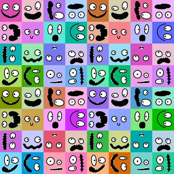 Cartoon Monsters Aliens Seamless Kids Emoticons Pattern Wrapping Paper Festive — Foto Stock