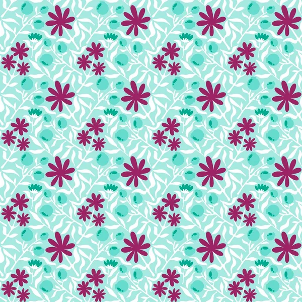 Floral Spring Summer Seamless Flower Berries Pattern Wrapping Paper Accessories — Foto Stock