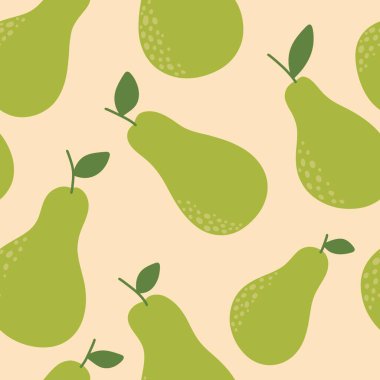 Autumn harvest seamless cartoon doodle pears pattern for wrapping paper and kids clothes print and accessories and fabrics and kitchen textiles and linens and packaging. High quality illustration 