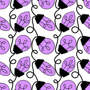 Festive illumination seamless light bulbs pattern for Christmas wrapping paper and kids clothes print and accessories and study notebooks and back to school. High quality illustration