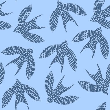 Ethnic animals seamless birds line art pattern for wrapping paper and clothes print and kids notebooks and accessories and fabrics and linens. High quality illustration