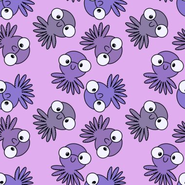 Animals cartoon seamless octopus pattern for wrapping paper and kids clothes print and accessories and notebooks and fabrics and linens. High quality illustration