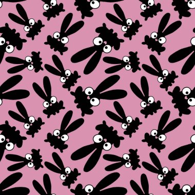 Easter cartoon rabbit seamless pattern for kids accessories and school notebooks and clothes print and fabrics and textiles and packaging and wrapping paper 