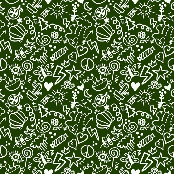 Chalkboard doodle cartoon seamless back to school pattern for kids clothes print and wrapping paper and accessories and study notebooks and fabrics fabrics. High quality illustration