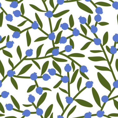 Branches floral seamless berries pattern for wrapping festive paper and kids clothes print and autumn fabrics and winter packaging and summer accessories. High quality illustration