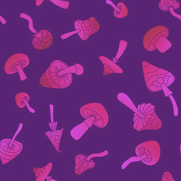 Cartoon autumn amanita seamless mushrooms pattern for Halloween wrapping paper and kids accessories and clothes print and study notebooks and fabrics. High quality illustration