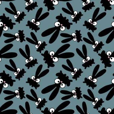 Easter cartoon rabbit seamless pattern for kids accessories and school notebooks and clothes print and fabrics and textiles and packaging and wrapping paper 