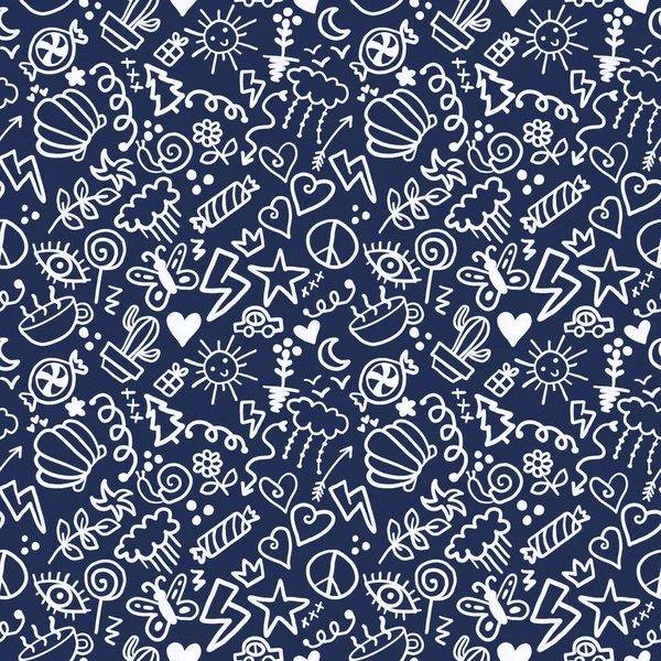 Chalkboard doodle cartoon seamless back to school pattern for kids clothes print and wrapping paper and accessories and study notebooks and fabrics fabrics. High quality illustration