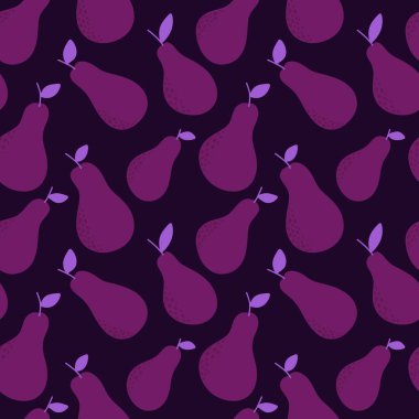 Autumn harvest seamless cartoon doodle pears pattern for wrapping paper and kids clothes print and accessories and fabrics and kitchen textiles and linens and packaging. High quality illustration 
