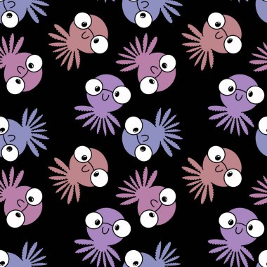 Animals cartoon seamless octopus pattern for wrapping paper and kids clothes print and accessories and notebooks and fabrics and linens. High quality illustration