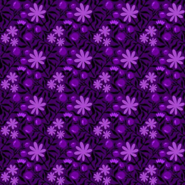 Floral spring summer seamless flower and berries pattern for wrapping paper and accessories and kids clothes print and study notebooks and fabrics and textiles and linens. High quality illustration