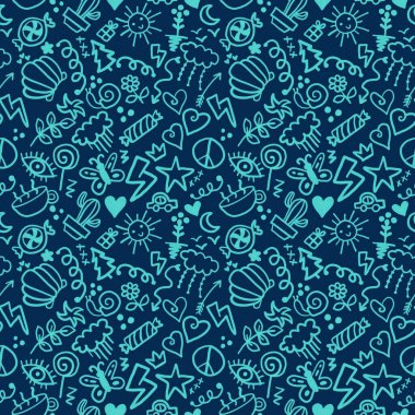 Chalkboard doodle cartoon seamless back to school pattern for kids clothes print and wrapping paper and accessories and study notebooks and fabrics fabrics. High quality illustration