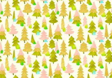 Winter forest seamless Christmas tree pattern for new year wrapping paper and kids clothes print and Noel accessories and fabrics and notebooks and gifts box. High quality illustration