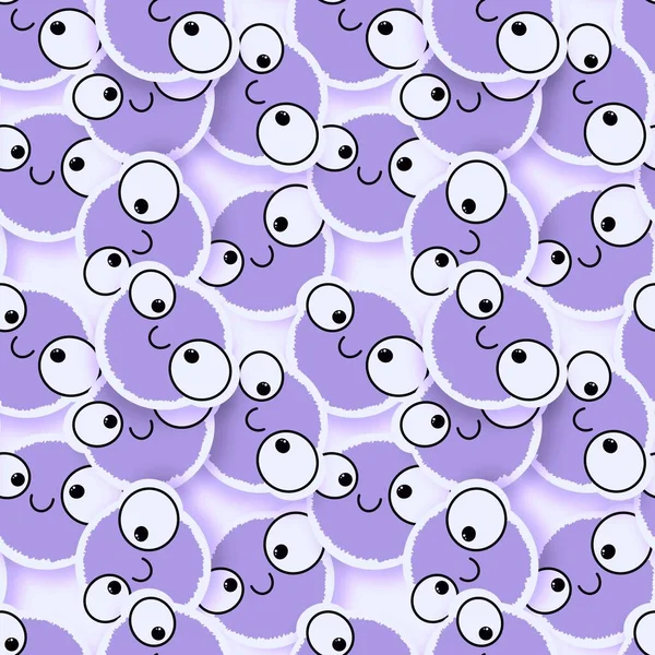 Cartoon doodle fluffy cute monsters aliens seamless pattern for kids clothes print and Halloween accessories and notebooks and fabrics and wrapping paper and linens. High quality illustration