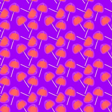 Cartoon sugar candy seamless Halloween pumpkins lollipop pattern for wrapping paper and kids clothes print and accessories and notebooks and fabrics. High quality illustration
