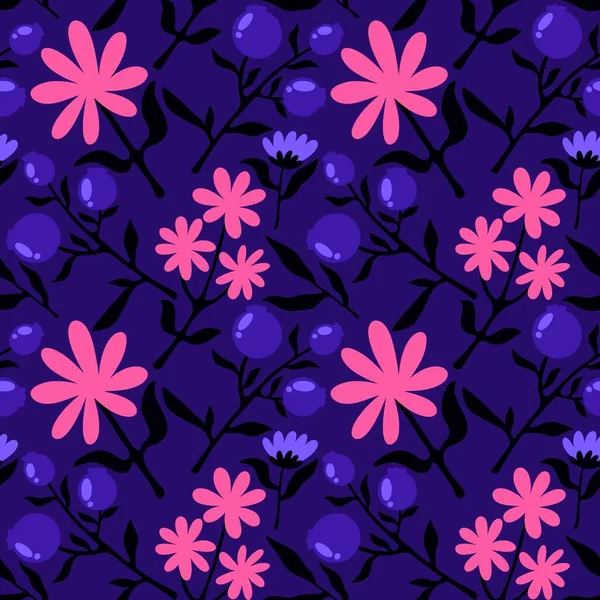 Floral spring summer seamless flower and berries pattern for wrapping paper and accessories and kids clothes print and study notebooks and fabrics and textiles and linens. High quality illustration