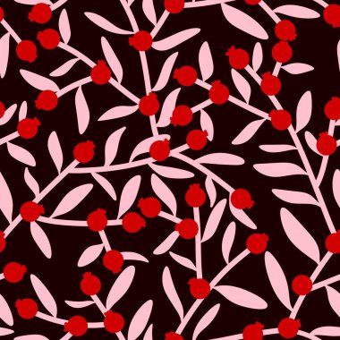 Branches floral seamless berries pattern for wrapping festive paper and kids clothes print and autumn fabrics and winter packaging and summer accessories. High quality illustration