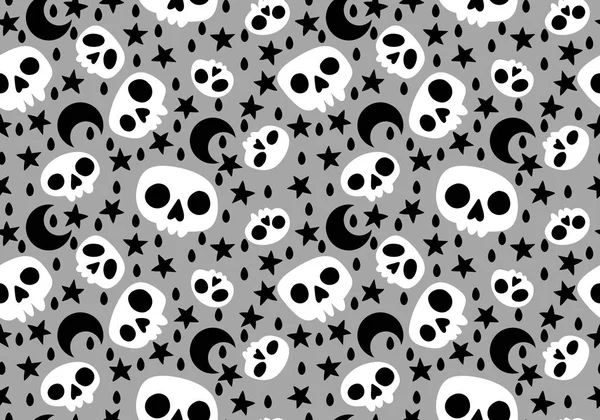 Cartoon doodle seamless Halloween skulls pattern for wrapping paper and clothes print and kids accessories and fabrics and notebooks and textiles. High quality illustration