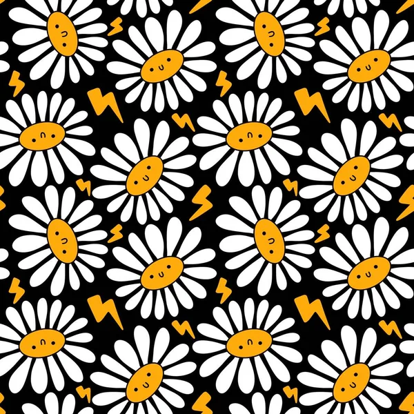 Cartoon flower Halloween seamless chamomile pattern for wrapping paper and kids clothes print and fabrics and textiles and packaging. High quality illustration