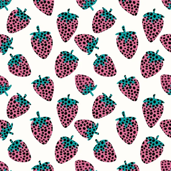 Cartoon berries seamless kawaii strawberry pattern for wrapping paper and kids clothes print and fabrics and accessories and textiles and school notebooks. High quality illustration