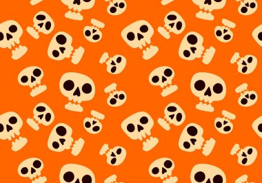 Cartoon doodle seamless Halloween skulls pattern for wrapping paper and clothes print and kids accessories and fabrics and notebooks and textiles. High quality illustration
