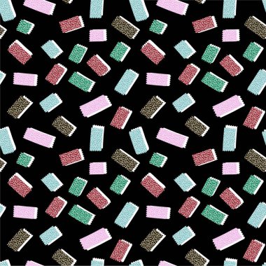 Cartoon polka dots ribbons patch tape seamless pattern with wrapping paper and kids clothes print and accessories and linens and fabrics and textiles and packaging. High quality illustration